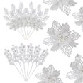 thumbnail image 1 of Decoración para árbol de Navidad Alupssuc, 24 unidades, flor de pascua blanca, 1 of 8
