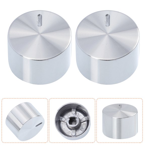 UEETEK 5Pcs Aluminium Alloy Stove Knobs Silver Replacement Burner Dial Knobs for Gas Stove