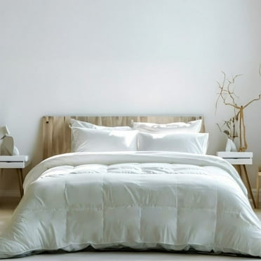 Highland Feather  Summer Lightweight Airy European White Down Comforter - Tencel Organic Cotton Shell Queen - 800 Loft