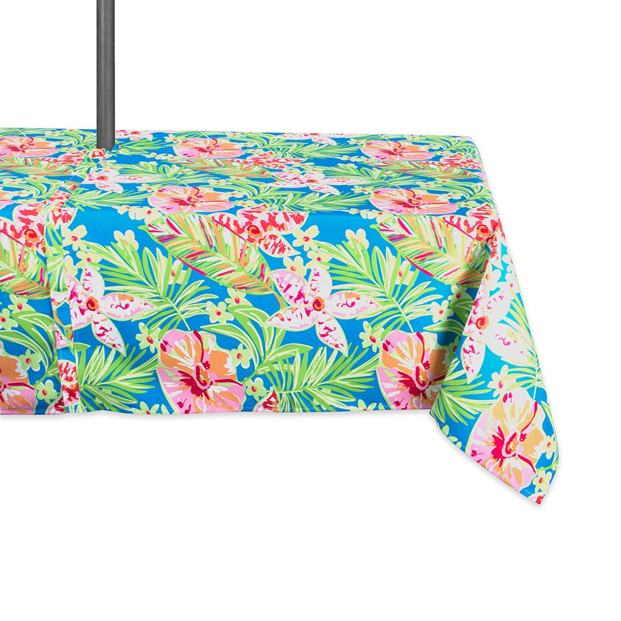 DII Summer Floral Outdoor Umbrella Tablecloth, 120" x 60", 100