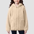 thumbnail image 2 of Staki Girls Fleece Jacket Soft Plush Sherpa Faux Fur Hooded Winter Jacket for Girls Warm Lightweight Cozy Teddy Coat 3-18Y(Coffee,11-12 Years), 2 of 7