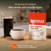The Genius Brand Mushroom Powder - Includes Lion's Mane, Cordyceps & Reishi - Supports Brain Health, Immune System & Energy Levels - USDA Organic Mushroom Powder - 3.17 oz (60 Servings)