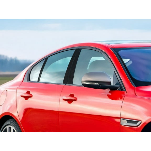 Rvinyl Pillar Post Window Trim Compatible with Jaguar XE 2017-2020 - Carbon Fiber 3D (Black)