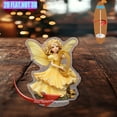 thumbnail image 5 of Rotating acrylic ornament featuring an angelic figure in a pastel yellow dress with iridescent wings holding a golden harp surrounded by ornate bowls, 5 of 6