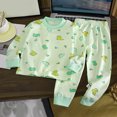 thumbnail image 1 of Duqingm Toddler Boys Outfit Sets 2 PC Long Sleeve Kids Fall Winter Clothes Cute Casual Cotton T Shirts and Pants (Green,3-6 Months), 1 of 3