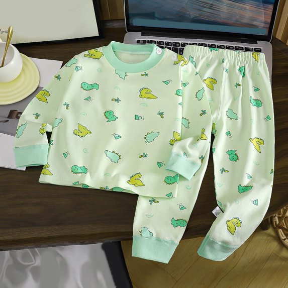 Duqingm Toddler Boys Outfit Sets 2 PC Long Sleeve Kids Fall Winter Clothes Cute Casual Cotton T Shirts and Pants (Green,3-6 Months)
