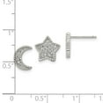 thumbnail image 3 of FB Jewels Sterling Silver Polished CZ Moon and Star Post Earrings, 3 of 5