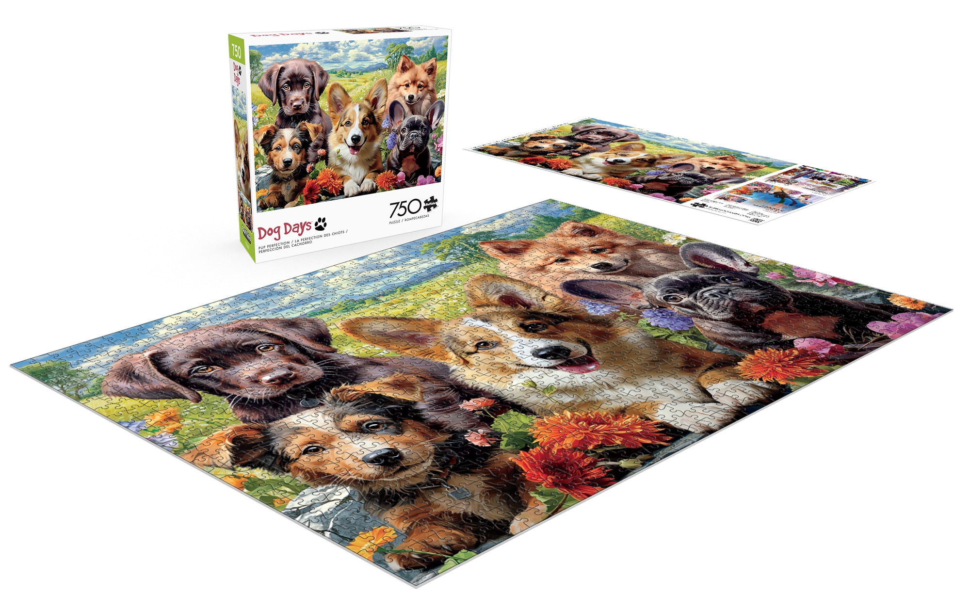 Buffalo Games Image World Perfection de Chiot Casse-Tête de 750 Pcs pour Adultes Casse-Tête Stimulant Parfait pour les Soirées de Jeux - Casse-Tête Fini Taille 24 x 18