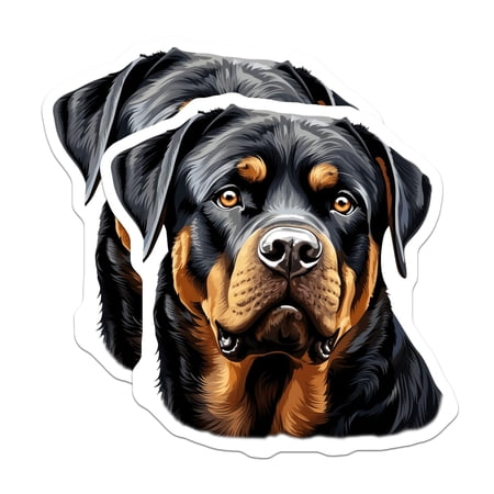 (2 Pack) Rottweiler Dog Magnets - Powerful Canine Portrait - Dog Breed Admirer Art - Pet Lover Collection - 5 Inches On Longest Side - Thick Durable Magnet - Made in USA - MAG24202