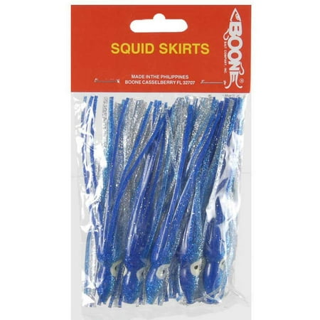 UPC: 0043344741376 | Boone Bait Big Game Trolling Skirt  4-1/4    10-Pack  Blue/Silver Belly