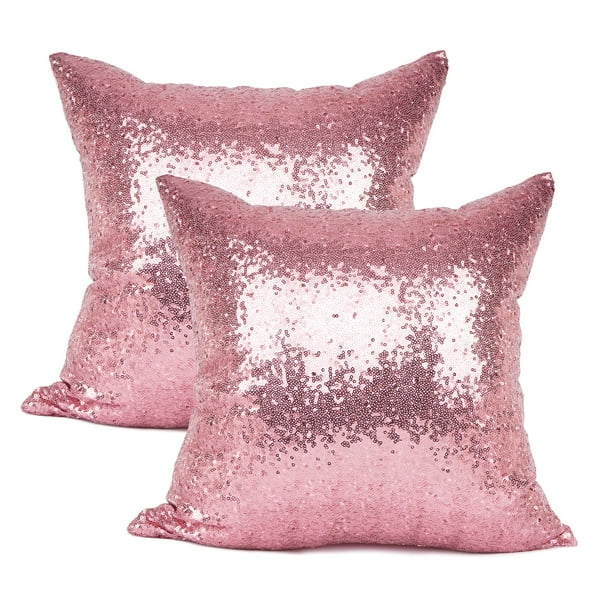 Fundas de almohada decorativas YOUR SMILE Pink Bling, 45 x 45 cm, paquete de 2