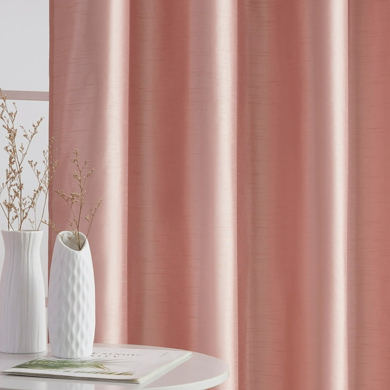Jefferson Faux Silk Semi Sheer Light Filtering Microfiber Lined Grommet Lightweight Window Curtains Drapery for Bedroom, Dining Room & Living