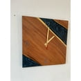 thumbnail image 2 of Square Epoxy Resin Walnut Wood Wall Clock 16 inches, 2 of 6
