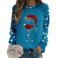 thumbnail image 4 of Rovga Cute Long Sleeve Women Sweatshirts Merry Christmas Print O Neck Round Neck Fit Pullover Tops Suitable Workout Shirts Loose Blouse, 4 of 5