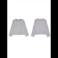 thumbnail image 2 of Suéteres Casuales de Larga con Cuello en V para Mujer, Suéteres Sueltos de Punto Grueso y Suave, Sudaderas, Tops. Gris XXXL, 2 of 8