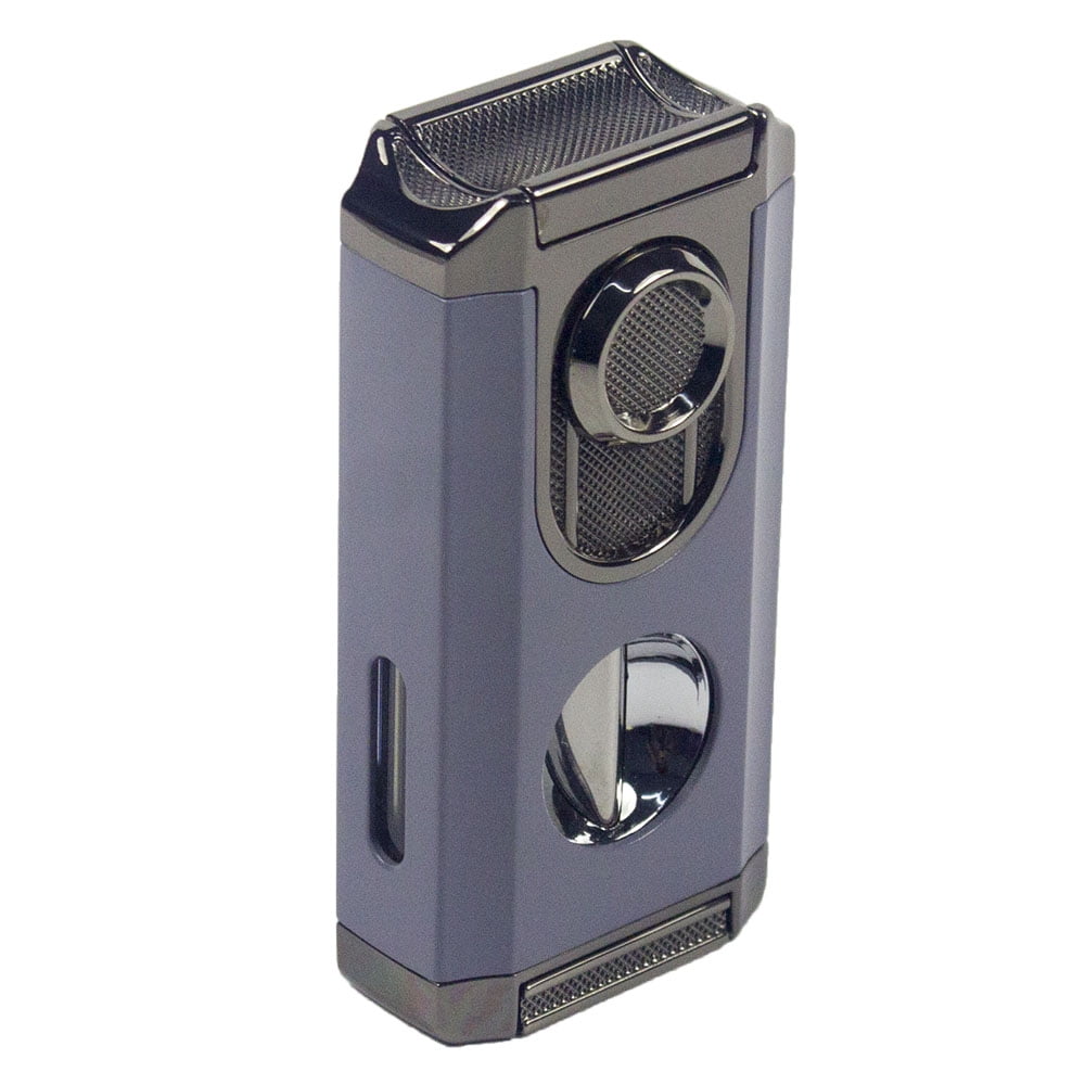 1 Premium Triple Jet Flame Torch Lighter with Built-In Cigar Punch and Top Holder – Sleek V-Cut Tool Design, Windproof Blue Flame, Refillable Butane, Ideal for Cigar Enthusiasts