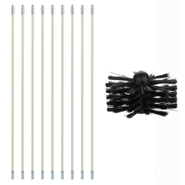 Pipe Inner Cleaning Brush 120 Inch Chimney Sweeping Set Kit Sweep Brush Drain Rods Flue Cleaning