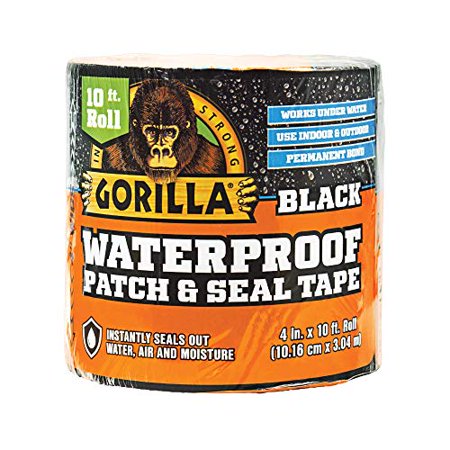 Gorilla Waterproof Patch & Seal Tape 4" x 10' Black, (Pack of 1)