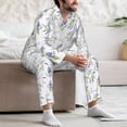 thumbnail image 7 of Sikiie Lavender Flowers Mens Pajama Set, Soft Warm Long Sleeve Sleepwear, Cozy Button-Down Pjs for Men-Small, 7 of 7