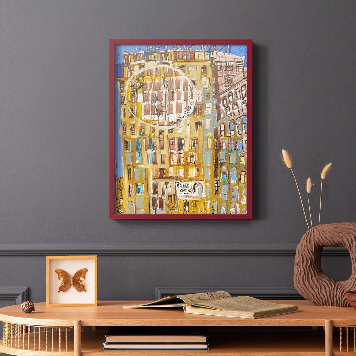 Bandaloo II Framed Print in Red Solid Wood Framed Print No Nail Hanging