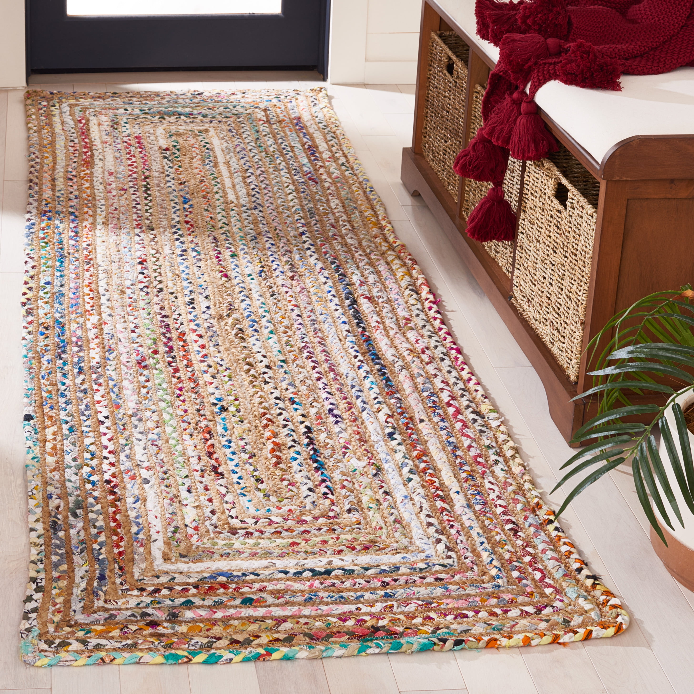SAFAVIEH Cape Cod Miah Braided Area Rug, 2'3" x 18', Beige/Multi