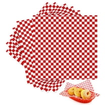 Toyvian 24Pcs Red Checkered Wax Paper Grease Proof Food Basket Liner for Food Wrapping