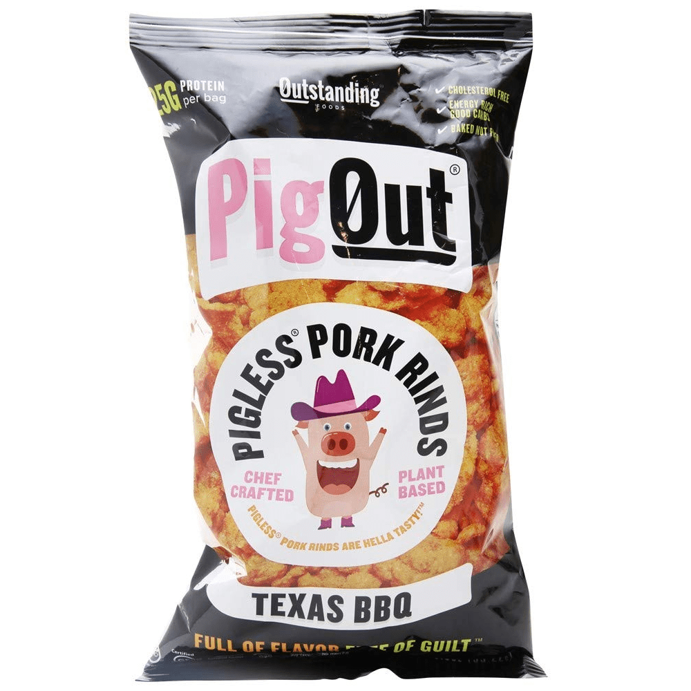 Pig Out Vegan Texas BBQ Plant Based Baked Pork Rinds, 3.5 oz [Pack of