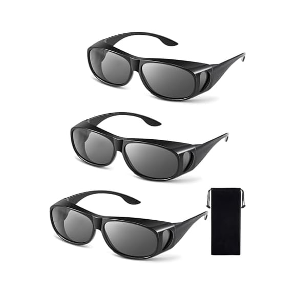 3Pcs Fit Over Sunglasses Men Women Polarized Lens Wrap Over Glasses Driving Sport Oversize Eyeglasses