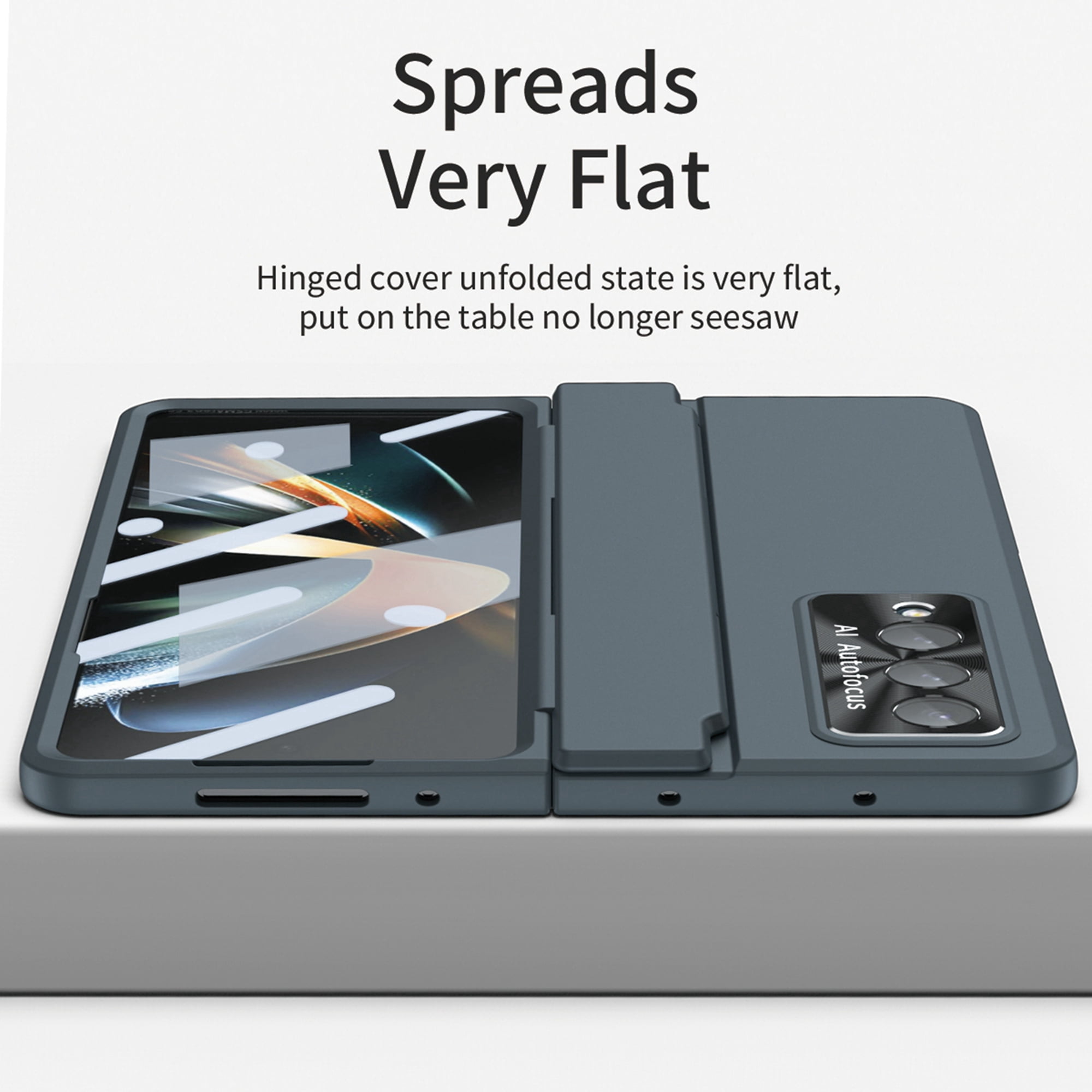 Dteck for Galaxy Fold 4 Case Hinge Protection Wireless Charging Hard Back with Non-Slip Shockproof Lightweight Slim Cover for Samsung Z Fold 4 5G 2022, Green