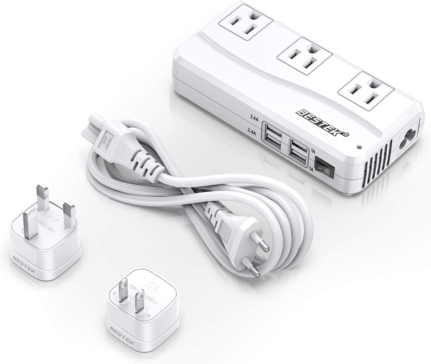 4 USB 220V to 110V UK/US/AU Travel Voltage Converter Adapter Plug International 