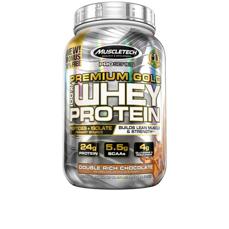 - MuscleTech Pro Series Premium Gold 100% Whey Protein Powder, Double Rich Chocolate, 24g Protein, 2.5 Lb