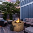 thumbnail image 2 of Costway 40" Rond Propane Gaz Feu Table Bois-comme la Surface W / Couverture de PVC Laval Rock, 2 of 10