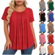 thumbnail image 1 of Neewe Womens Plus Size Pleated Tops Short Sleeve Summer Tunic Casual Loose Fit Crewneck Shirts Blouse 2026, 1 of 6