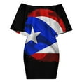 thumbnail image 6 of PUERTO RICAN FLAG by Solomaskx Women's Off The Shoulder Ruffles Summer Wedding Guest Loose Casual Party Beach Dress, 6 of 9