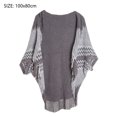 thumbnail image 2 of Chal cálido para mujer, poncho con frente abierto, chales con bloques de color, cárdigan de invierno, ponchos estampados para mujer, 2 of 5
