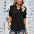 thumbnail image 2 of YYDGH Womens Puff Short Sleeve Tops Soft Casual Pullover Shirt Lightweight Womens Work Tops Black XXL, 2 of 5