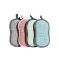 thumbnail image 3 of 4 Pcs Kitchen Dish Cloth Nonstick Oil Scouring Pad Oil Cleaning Cloth Washing Cloth Double Sided Kitchen Sponge Cleaning Cloth, Grey, 3 of 8