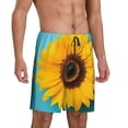thumbnail image 2 of Sikiie Golden Sunflower in Blue Mens Pajama Shorts, Lounge Pant, Men's shorts，Sleep Pj Shorts for Men-Large, 2 of 6