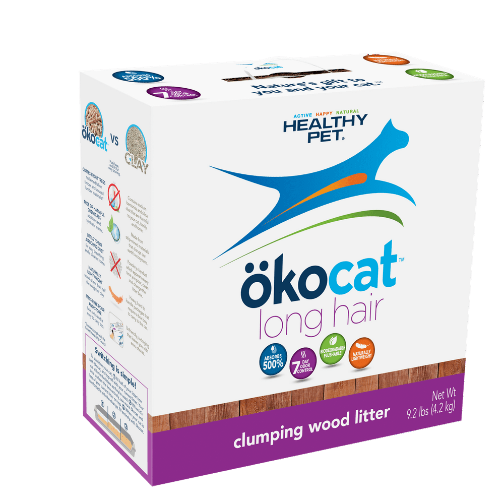 Okocat Long Hair Breeds Clumping Wood Cat Litter, 9.2lb