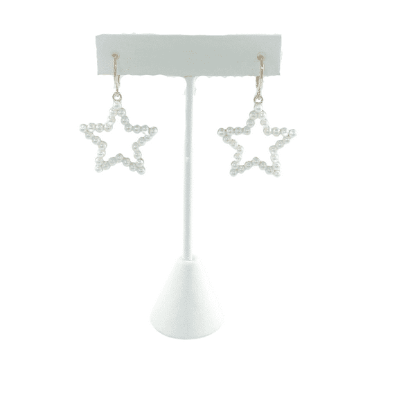 Statement Pearl Star Earrings white