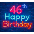 thumbnail image 4 of Neon Style 46th Birthday Banner Background Party Decoration Backdrop Photography Props for Birthday Party Celebrations Happy Birthday Decor for Photo Booth Setups, 4 of 7