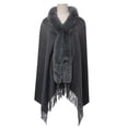 thumbnail image 3 of SWSMCLT Women's Button Cape 2025 Casual Baggy Brushed Coat Comfy Date Cardigan Fringe Elegant Coats Grey One Size, 3 of 3
