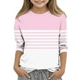 thumbnail image 2 of HAOTAGS Toddler Girls Blouses, Lightweight Striped Long Sleeved Causal Tops Pink 3 Years, 2 of 5