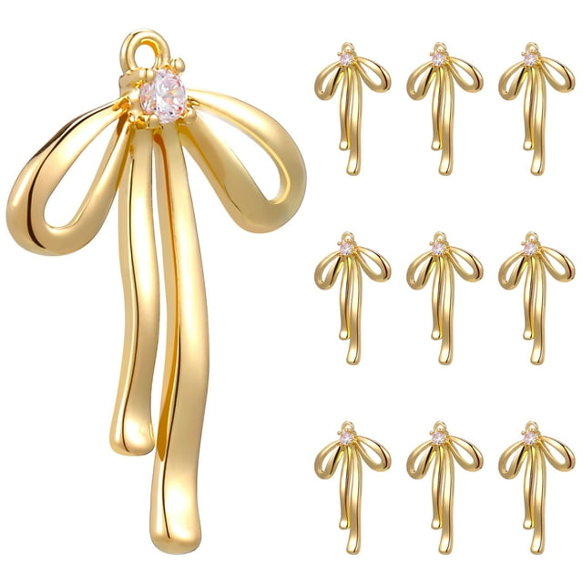 10 Uds. De dijes de lazo para hacer joyas, dijes de lazo, colgantes de collar, dijes de joyería de cobre chapado