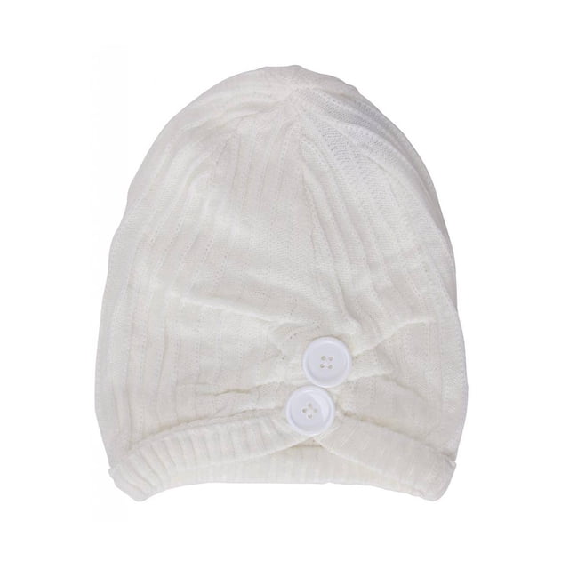 Womens Fashion Button Beanie - Off-White