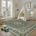 thumbnail image 4 of UERMEI 10x14 Washable Area Rugs for Living Room, Vintage Printed Rug, Vacuum-Friendly, Non Slip Indoor Rug for Bedroom Dining Room Home Decor Carpet, Dark Sage Green, 4 of 8