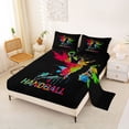 thumbnail image 2 of Castle Fairy Handball Print Queen Sheets 4 Pieces, Sport Theme Splash Queen Sheet Sets, Black Red Green,1 Fitted Sheet, 1 Flat Sheet and 2 Pillowcases, 2 of 6