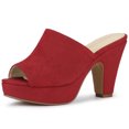 thumbnail image 1 of Sandalias De Tacón Grueso Con Plataforma De Punta Abierta Para Mujer Rojo 41 Allegra K, 1 of 7