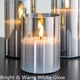 thumbnail image 3 of Velas parpadeantes sin llama de vidrio gris plateado con control remoto, paquete de 3 velas falsas LED realistas. 3" de alto 4" 5" 6", 3 of 5