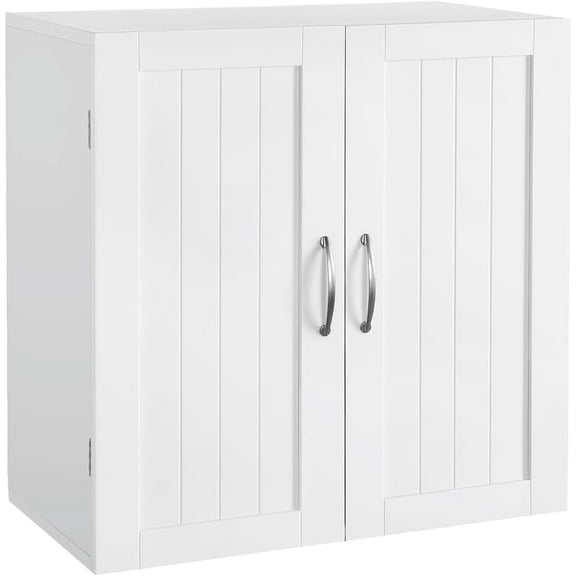 BarefHaven Bathroom Wall Cabinet with Adjustable Shelf, Kitchen Storage Cupboard Cabinet with 2 Doors, Wall Mount Medicine Cabinet for Living Room, Laundry, White
